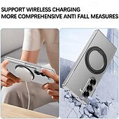 cheap Samsung Cases-Phone Case For Samsung Galaxy Z Fold 6 Back Cover with Stand Holder Transparent Support Wireless Charging PC