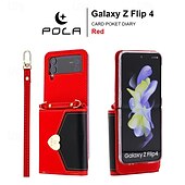 Недорогие Чехлы для Samsung-телефон Кейс для Назначение Z-флип 6 Z Flip 5 Z Flip 4 Z Flip 3 Кейс на заднюю панель со стендом с ремешком с ремешком на запястье Ретро ТПУ Кожа PU