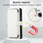 お買い得  サムスン用ケース-電話 ケース 用途 Zフリップ6 Z Flip 5 Z Flip 4 Z Flip 3 バックカバー スタンド付き ジッパ－ ストラップ付き レトロ風 TPU PUレザー