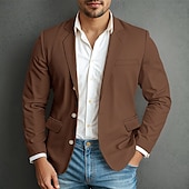 baratos Blazers Clássicos Masculinos-jaqueta masculina waffle blazer casaco esportivo formal casamento aniversário elegante moda primavera&amp;amp;blazer de tecido waffle de outono, simples, de dois botões, marrom escuro, preto, verde