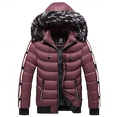 preiswerte Daunenjacken &amp; Parkas für Herren-Herren Wintermantel Daunenjacke Gepolstert Tasche Abnehmbare Kapuze Polyester Urlaub Alltagskleidung Date Regulär Mode Lässig Bequem Thermowarm Herbst Winter Farbblock Wein Schwarz Gelb Dunkelgrün