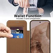 お買い得  その他のスマホケース-電話 ケース 用途 ピクセル9プロ ピクセル9プロXL ピクセル9 バックカバー 磁石バックル ワイヤレス充電をサポート カード挿入口 レトロ風 TPU PUレザー