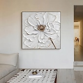 abordables Peintures fleurs/botaniques-peinture à l&#039;huile peinte à la main peinture florale 3D couteau à palette fait à la main fleurs peinture à l&#039;huile art mural grande peinture texturée blanche 3D peintures décoratives modernes
