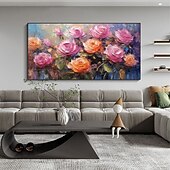 abordables Peintures fleurs/botaniques-peinture à l&#039;huile peinte à la main peinture florale 3D couteau à palette fait à la main fleurs peinture à l&#039;huile art mural grande peinture texturée blanche 3D peintures décoratives modernes