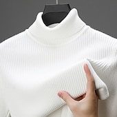 cheap Men&#039;s Pullover Sweater-Men&#039;s Pullover Sweater Jumper Knit Sweater Ribbed Knit Regular Knitted Plain Turtleneck Fashion Casual Daily Wear Date Clothing Apparel Fall &amp; Winter Wine Black S M L