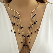 abordables Collier pour femme-Collier ras du cou en cascade d&#039;étoiles dorées pour femme avec élégantes chaînes à franges – bijoux tendance pour les occasions spéciales