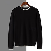 cheap Men&#039;s Elite Sweaters &amp; Cardigans-Men&#039;s Pullover Merino Wool Sweater 2 in 1 Solid Color Crew Neck Knitwear Elegant Christmas Outdoor Clothing Apparel Fall Winter Black Brown S M L