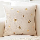 baratos Capa de almofada de férias-capas de almofada de veludo decorativas estrela 1pc macio quadrado almofada fronha para quarto sala de estar sofá cadeira