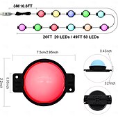 זול מופעל באמצעות USB-ממשק usb שחור גג גג קבוע, LED מחרוזת אורות נצח 49ft 50 לדים עם אפליקציית bluetooth עם בקר מפתח ir44 rgbic אור אינטליגנטי ip65 גג עמיד למים חג חג המולד בחוץ