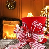 baratos melhores presentes de natal-topo de árvore de natal clássico de poliéster vermelho com laço de palito de doce - perfeito para decoração de feriados em ambientes internos &amp;uso externo