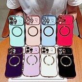 お買い得  iPhone用ケース-電話 ケース 用途 iPhone 16 Pro Max プラス iPhone 15 プロマックスプラス iPhone 14 13 12 11 Pro Max Plus iPhone 14 Pro Max Plus iPhone 13 12 11 Pro Max バックカバー 磁石バックル ワイヤレス充電をサポート 耐衝撃 レトロ風 仕上げ