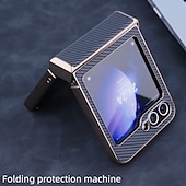 halpa Samsung-kotelot-puhelin Etui Käyttötarkoitus Z-kääntö 7 Z Flip 6 Z Flip 5 Z Flip 4 Z Flip 3 Takakuori Magneetti Tukee langatonta latausta Iskunkestävä Retro Hiilikuitu Pinnoitus
