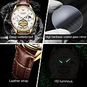 tanie Zegarki mechaniczne-OLEVS Męskie zegarek mechaniczny Moda Na codzień Zegarek na rękę Nakręcanie automatyczne Wyświetlanie faz księżyca Świecący WODOSZCZELNOŚĆ Skóra Zobacz