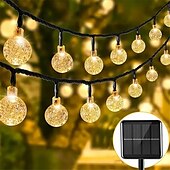 halpa Aurinkokiekevalot-20 m aurinko-LED-lyhtyvalo, 200 kuplapallo-LED-nauha, vedenpitävä ulkokäyttöön joulupuutarhan koristeluun 1 setti