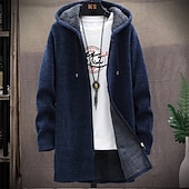 baratos suéter cardigã masculino-Homens Sueter Cardigan Suéter com zíper Suéter de malha Estriado Tricotar Túnica Patchwork Bolsos Tecido Com Capuz Moda Clássico Roupa Diária Encontro Roupa Outono &amp; inverno Preto Vinho L XL 2XL