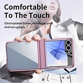 Χαμηλού Κόστους Samsung Θήκη-τηλέφωνο tok Για Z Flip 6 Z Flip 5 Πίσω Κάλυμμα και προστατευτικό οθόνης Ανθεκτική σε πτώσεις Ρετρό Επιμετάλλωση