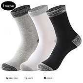 رخيصةأون جوارب رجالية-رجالي 3 عبوات حزم متعددة جوارب جوارب طاقم أسود أبيض اللون ألوان متناوبة الرياضة &amp; في الخارج مناسب للبس اليومي عطلة أساسي متوسط السماكة الربيع الخريف موضة كاجوال