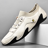 economico Sneakers da uomo-sneakers casual slip-on da uomo in pelle con caviglia in maglia a rete e suola flessibile - ideali per l&#039;uso quotidiano e le attività all&#039;aperto