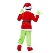 billiga Barnens juldräkter-Tomtekostymer Kläder Julklänning Cosplay Kostymer/Dräkter Pojkar Flickor Jul Karnival Maskerad Cosplay kostym Jul Barn Fest Jul Topp Byxor Handskar Skärp Skor