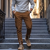 cheap Cargo Pants-Men&#039;s Cargo Pants Trousers Casual Pants Zipper Pocket Plain Comfort Breathable Full Length Casual Daily Holiday Fashion Streetwear Black White Micro-elastic