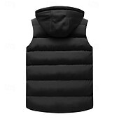billiga Herrarnas puffer väst-Herr Pufferväst Hoodie väst Quiltad väst Dagligen Datum Semester Mode Ledigt Höst vinter Ficka Polyester Håller värmen Bekväm Ensfärgat Dragkedja Huva Normal Svart Armégrön Grå Väst