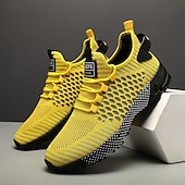 baratos Ténis para Homem-tênis esportivos respiráveis verde neon masculino – tênis de corrida de malha leve com sola acolchoada