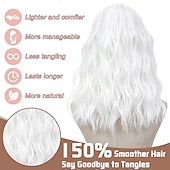 economico Parrucche trendy sintetiche-parrucca parrucche di media lunghezza per donna parrucca sintetica ondulata con riga centrale con ciocche migliorate, parrucca di capelli naturali per feste quotidiane/feste di Natale