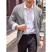 preiswerte Herren Strickjacke-Herren Strickjacke Strickpullover Gedrehtes Stricken Standard Knopf hoch Seitentaschen Feste Farbe Kargen Modisch Klassisch Freizeitskleidung Verabredung Bekleidung Herbst Winter Schwarz Blau S M L