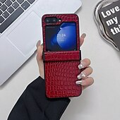 お買い得  サムスン用ケース-電話 ケース 用途 Zフリップ6 Z Flip 5 Z Flip 4 Z Flip 3 バックカバー 耐衝撃 レトロ風 TPU PUレザー