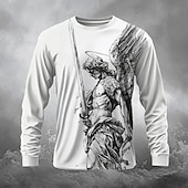 voordelige schedel &amp; botten-Voor heren Duivel T-shirt Lange mouw T-shirt 3D-afdrukken Strakke ronde hals Overhemd Modieus Dagelijks Ontwerper Straat Casual Wit 1 Wit Zomer Lente Herfst Kleding S M L XL XXL XXXL