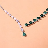 cheap Women&#039;s Necklace-Emerald and Crystal Drop Necklace – Elegant Statement Jewelry for Weddings and Formal Events