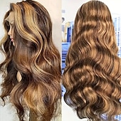 economico Parrucche lace front capelli veri-Parrucca in pizzo 4*4 colore pianoforte p4/27 parrucca frontale dritta in pizzo per capelli umani densità 150% per donne nere capelli umani lunghi
