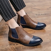 levne Boty Chelsea-pánské dvoubarevné chelsea boots z umělé kůže – stylové nazouvací kotníkové boty s čepicí a elastickými panely pro běžné i formální příležitosti