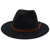 olcso Fedora kalap-Férfi Kentucky Derby Hat Szalmakalap Cowboy kalap Fedora Trilby kalap Fekete Fehér Gyapjú Régies stílus Divat 18. század Texas állam Napi Témakör Egyszínű / Sima szín Fényvédő Szerepjáték