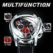 cheap Mechanical Watches-Jargar Top Brand Automatic Mechanical Men Army Triangle Calendar 24 hour Dial Real Leather Sport Wrist Watch
