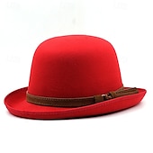 abordables Fedora Hat-Hombre Sombrero del Derby de Kentucky Sombrero para el sol Sombrero de vaquero Sombrero Fedora Trilby Negro Rojo Tejido de lana Estilo retro Moda siglo 18 estado de texas Diario Fiesta temática Color