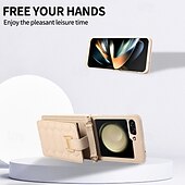 お買い得  サムスン用ケース-電話 ケース 用途 Z Flip 5 Z Flip 4 Z Flip 3 バックカバー スタンド付き ストラップ付き リストストラップ付き レトロ風 TPU PUレザー
