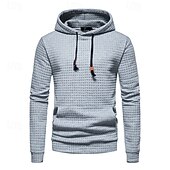 economico felpe con cappuccio da uomo di base-Per uomo Felpa a nido d&#039;ape Maglione Nero Bianco Giallo Grigio chiaro Grigio scuro Con cappuccio Liscio Tasche Ufficio Sportivo Informale Attivo Vintage Fantastico Primavera Autunno Abbigliamento