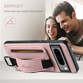 baratos Outras capas para telefone-telefone Capinha Para Pixel 9 Pro Pixel 9 Pro XL Pixel 8 Pro Pixel 8 Pixel 9 Pixel 7 Pixel 7 Pro Pixel 6 Pixel 6 Pro Capa traseira Com Suporte com pulseira Slot para cartão Retro TPU PC Couro PU