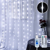 Χαμηλού Κόστους Τροφοδότηση με USB-3x3M Ευέλικτα Φωτιστικά Κουρτίνας LED 300 LEDs Φωτιστικά Σχοινιού LED με 13-Κλειδί Τηλεχειριστήριο USB Τροφοδοτούμενα Χαμηλής Τάσης Ζεστό Λευκό  RGB Ασφαλή για Διακόσμηση Δωματίου  Κουρτίνας
