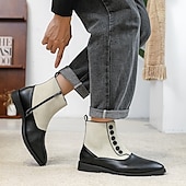 abordables Bottes habillées-bottines à boutons en similicuir bicolore pour hommes – bottines de style victorien vintage pour occasions formelles et décontractées