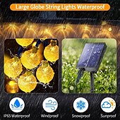 economico Striscie luci ad energia solare-10m Fili luminosi 100 LED Bianco caldo Bianco Multicolore Luci di stringa creative Feste All&#039;aperto Impermeabile Ad energia solare
