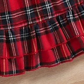 cheap Casual Dresses-Kids Girls&#039; Dress Plaid Long Sleeve Performance Party Patchwork Adorable Daily Polyester Midi Casual Dress Spring Fall 4 years+ Red