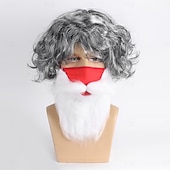 お買い得  パーティーウィッグ-人工毛ウィッグ カール バング付き 機械製 かつら ショート グレイ 合成 男性用 グレイ