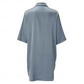 женская пижама ночная рубашка платье pjs чистый цвет мода простой комфорт вечеринка дом кровать атлас v-образный вырез половина рукава лето весна Недорогие Женские ночные рубашки и сорочки-женская пижама ночная рубашка платье pjs чистый цвет мода простой комфорт вечеринка дом кровать атлас v-образный вырез половина рукава лето весна