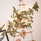 baratos Luzes de Natal-guirlanda de vime com agulhas de pinheiro de natal, luzes de corda alimentadas por bateria, 1,75 m, 20 leds, para áreas internas e externas, árvore de natal, festa de natal, janela de casa, decoração