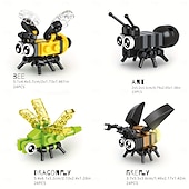 abordables Jouets de construction-Blocs de construction d&#039;insectes modèle d&#039;insecte différents petits insectes blocs de construction abeille coccinelle luciole libellule araignée jouet pour garçon/fille jouets pour enfants cadeaux