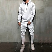cheap Tracksuits-Men&#039;s Tracksuit Jogging Suit 2 Piece Casual Fall Long Sleeve Breathable Soft Fitness Gym Workout Running Sportswear Activewear Color Block Dark Grey Black White