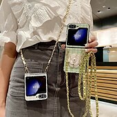 Недорогие Чехлы для Samsung-телефон Кейс для Назначение Z-флип 6 Z Flip 5 Z Flip 4 Z Flip 3 Кейс на заднюю панель с ремешком Защита от удара Ретро текстильный ТПУ