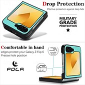 お買い得  サムスン用ケース-電話 ケース 用途 Zフリップ6 Z Flip 5 Z Flip 4 バックカバー スタンド付き 磁石バックル ワイヤレス充電をサポート レトロ風 TPU PUレザー